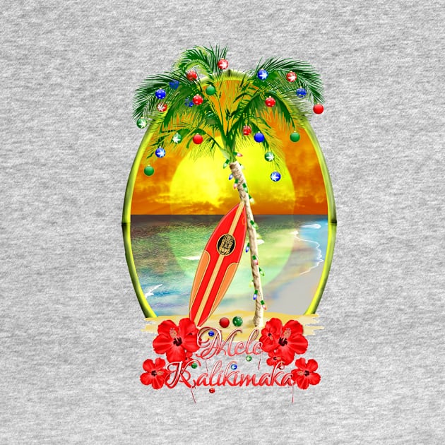 Mele Kalikimaka Hawaiian Surfing Christmas by macdonaldcreativestudios